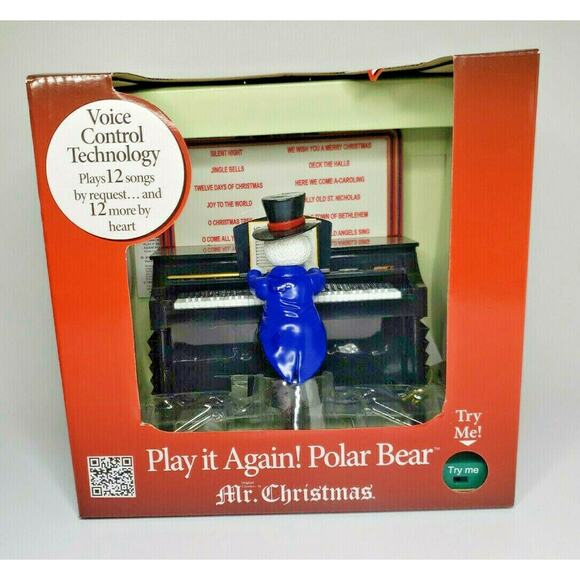 Mr. Christmas Play it Again! Polar Bear Voice and Motion Activated New Box U75